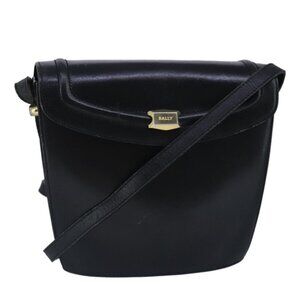 Authentic BALLY Shoulder Bag Leather Black
